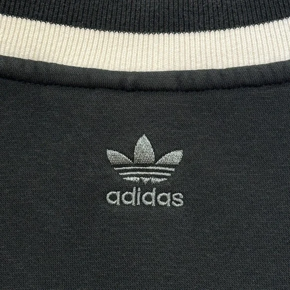 Adidas Originals Adibreak V-Neck Sweatshirt Mens M Black Varsity Spellout - Picture 6 of 12